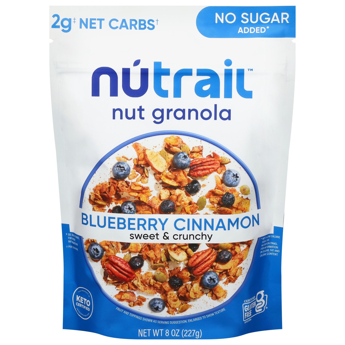 slide 1 of 13, NuTrail No Sugar Added Blueberry Cinnamon Nut Granola 8 oz, 1 ct