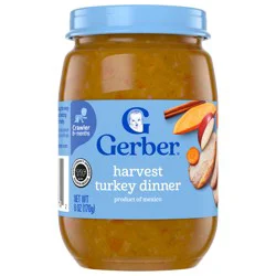 Gerber Stage 3 Baby Food, Harvest Turkey Dinner Jar, Baby Puree Jars Glass