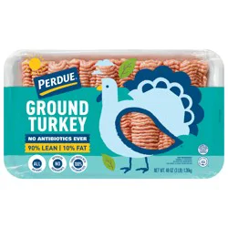 PERDUE No Antibiotics Ever Fresh Ground Turkey, 90% Lean 10%, 3 lbs Tray