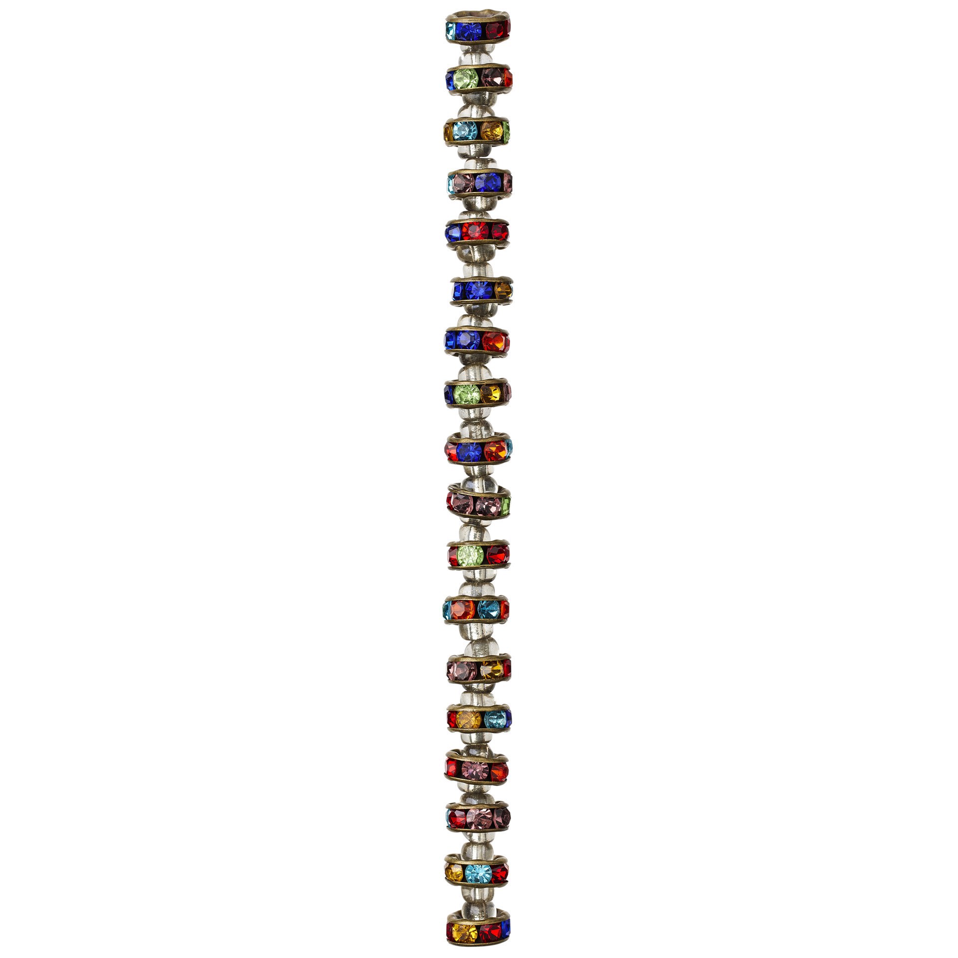 slide 2 of 3, Multicolor Rhinestone-Studded Metal Rondelle Beads, 8mm By Bead Landing, 8mm