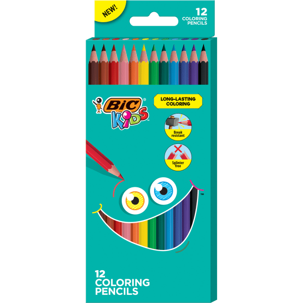 slide 1 of 7, BIC Kids Coloring Pencils, 3.3 Mm, Assorted Colors, Pack Of 12 Pencils, 12 ct