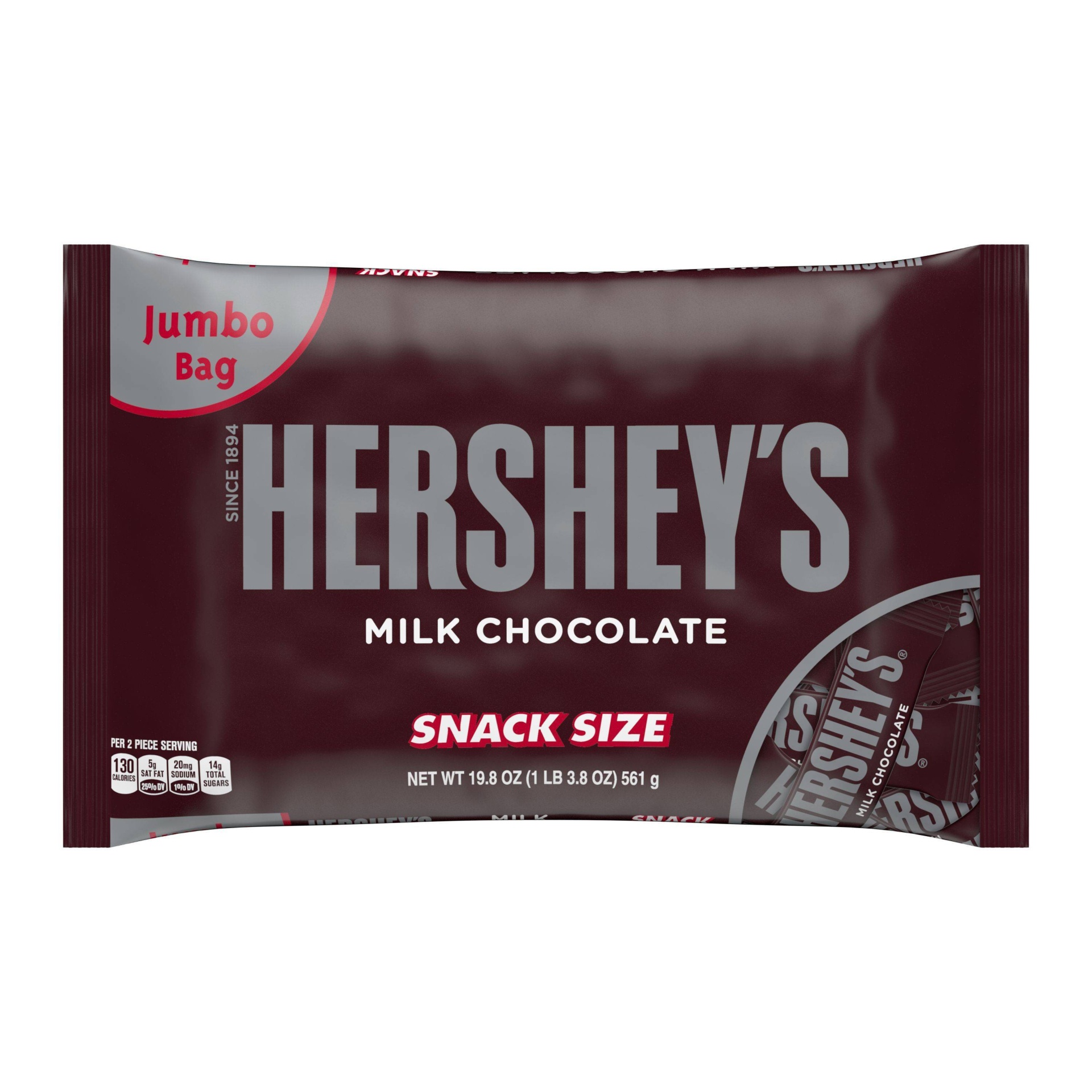 slide 1 of 2, Hershey's Snack Size Milk Chocolate Bars, 19.8 oz