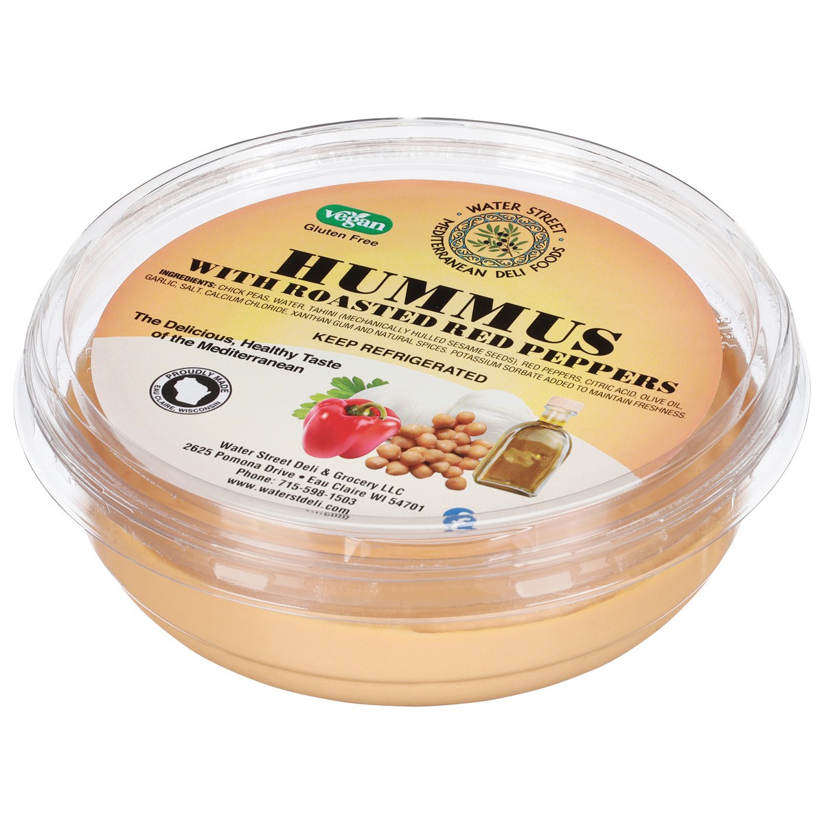 slide 11 of 14, Water Street Deli Fresh Hummus with Roasted Red Pepper 10 oz, 