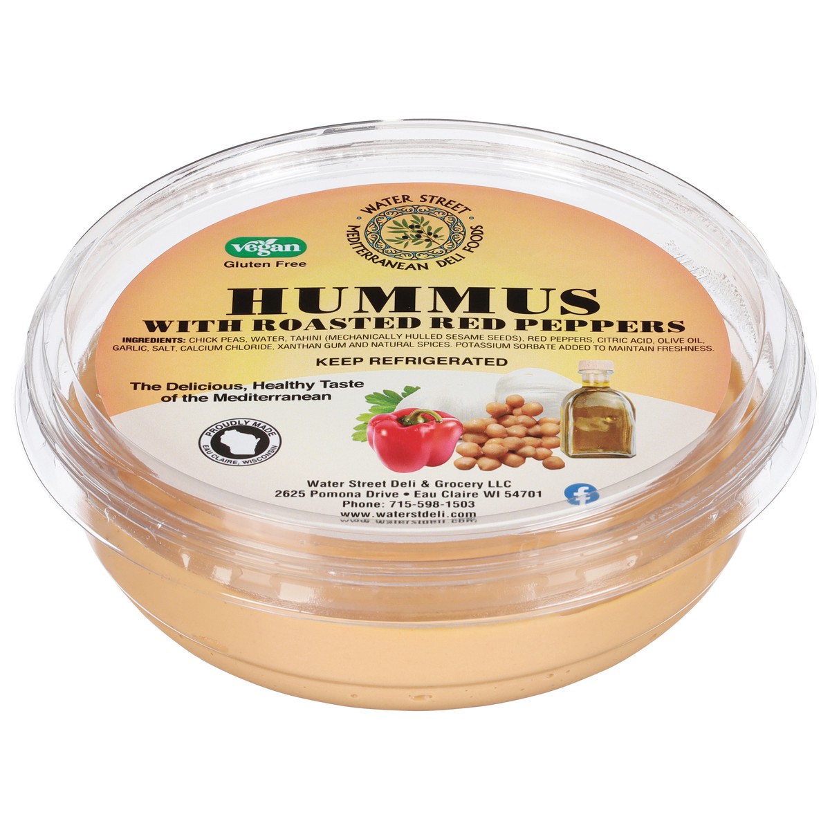 slide 2 of 14, Water Street Deli Fresh Hummus with Roasted Red Pepper 10 oz, 