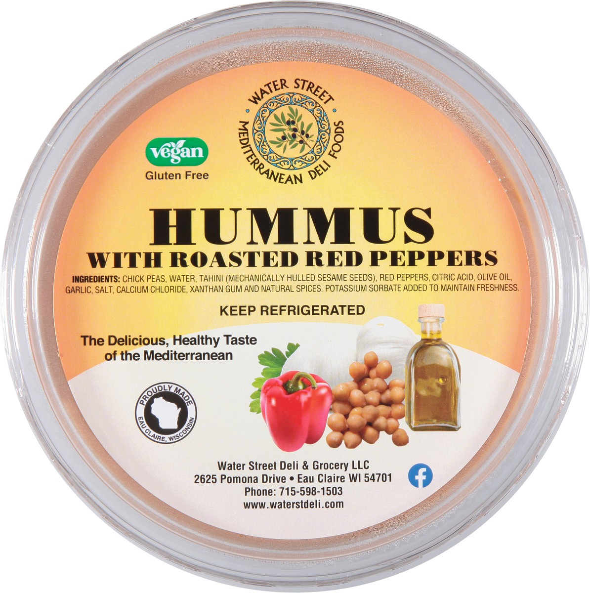 slide 4 of 14, Water Street Deli Fresh Hummus with Roasted Red Pepper 10 oz, 