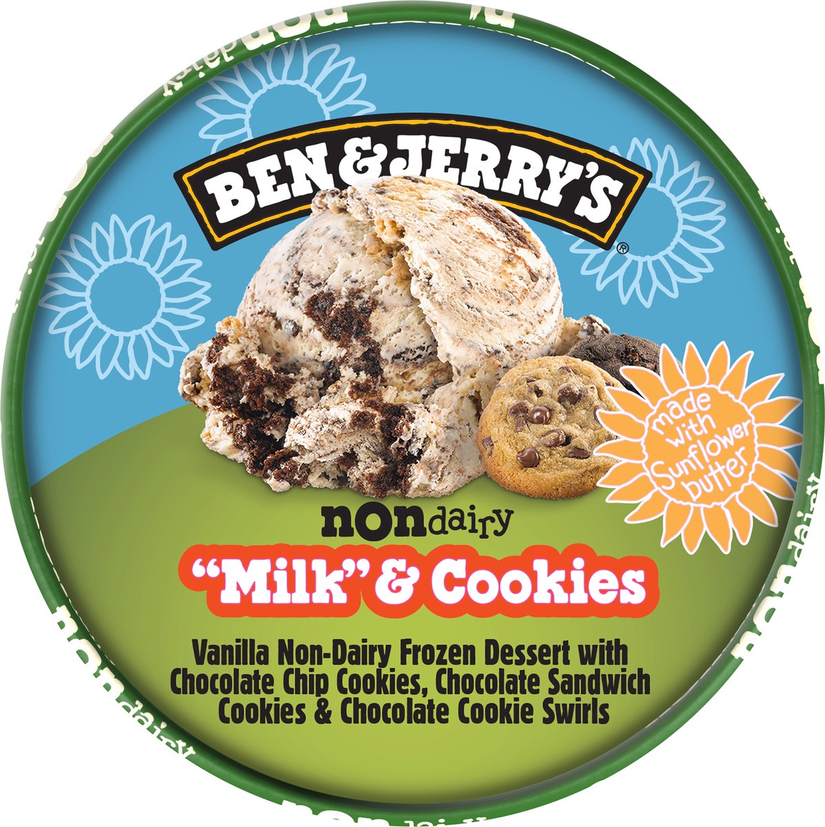 slide 3 of 4, Ben & Jerry's "Milk" & Cookies Frozen Dessert Non-Dairy, 1 pint