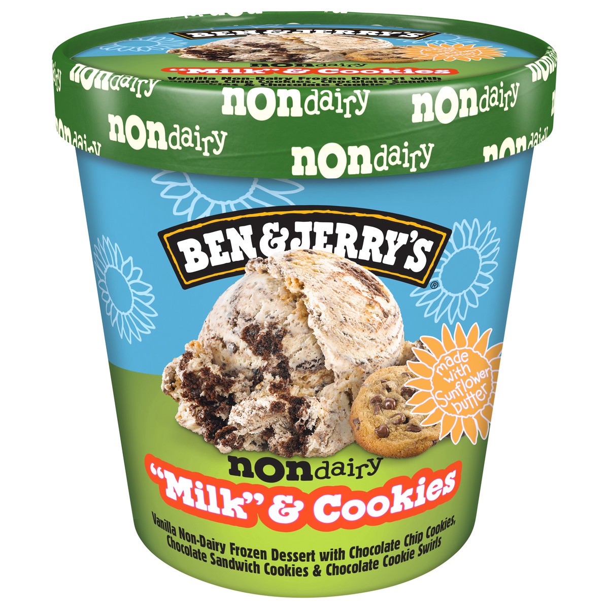 slide 1 of 4, Ben & Jerry's "Milk" & Cookies Frozen Dessert Non-Dairy, 1 pint