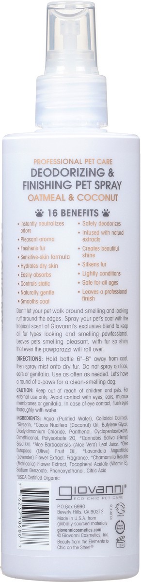 slide 2 of 9, Giovanni Deodorizing & Finishing Pet Spray Oatmeal & Coconut, 10 oz