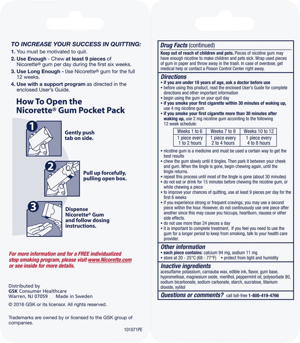 slide 5 of 9, Nicorette Nicotine Gum Stop Smoking Aid, 2 mg, White Ice Mint Flavor - 20 Count, 20 ct