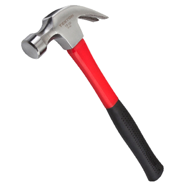 slide 1 of 1, TEKTONJacketed Fiberglass Claw Hammer, 16 oz