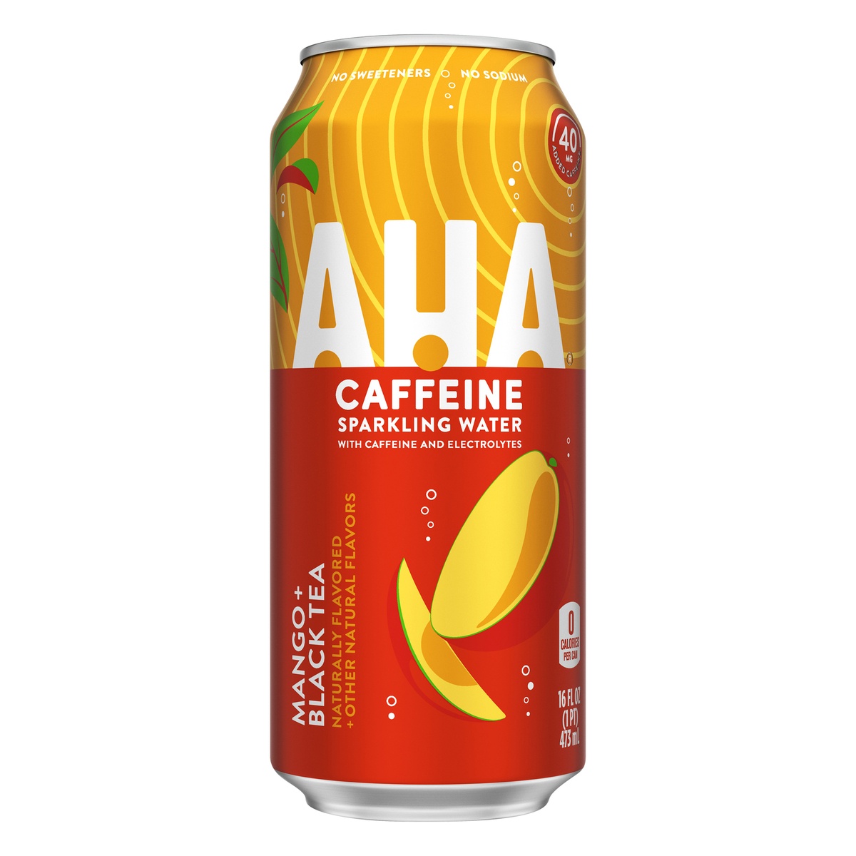 slide 1 of 1, AHA Caffeine Mango + Black Tea Sparkling Water 16 oz, 16 oz