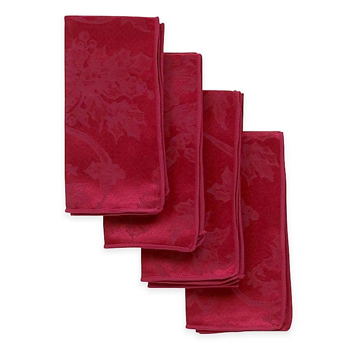 slide 1 of 5, Simple Christmas Ribbons Napkins - Ruby, 4 ct