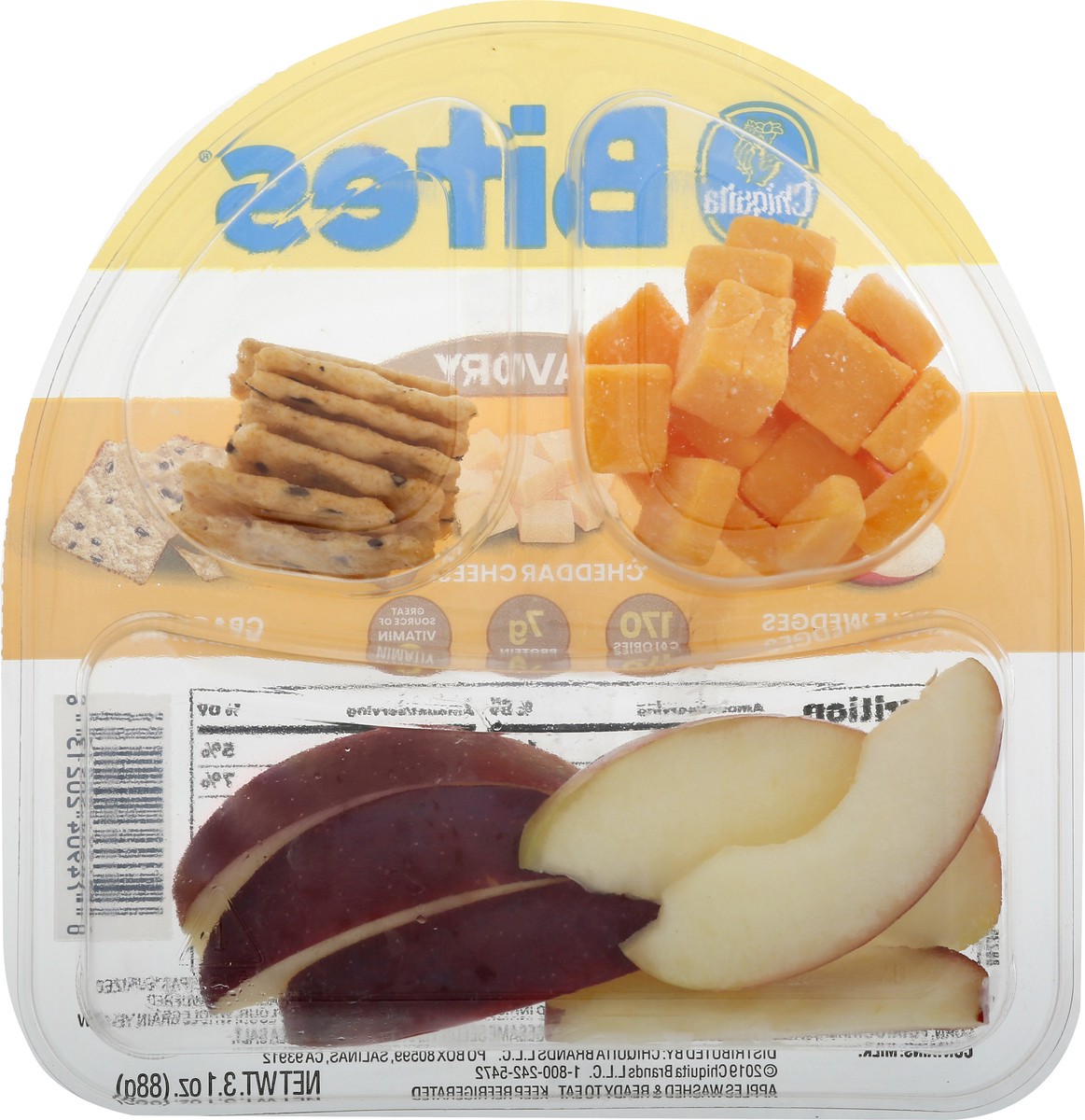 slide 4 of 9, Chiquita Apple Wedges/Cheddar Cheese/Crackers Savory Bites 3.1 oz, 3.1 oz