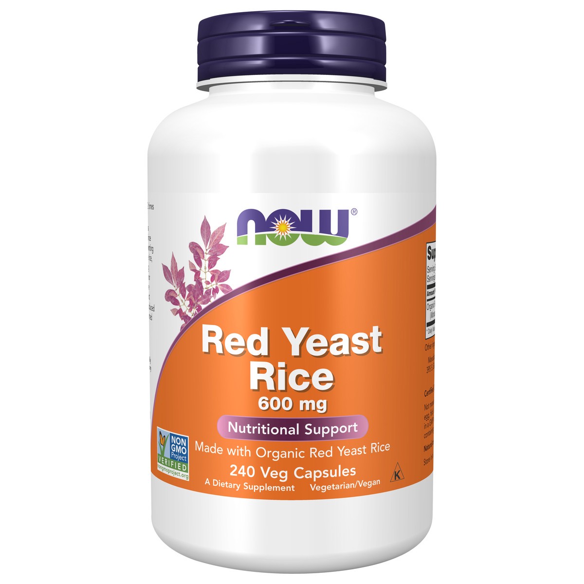 slide 1 of 4, NOW Red Yeast Rice 600 mg - 240 Veg Capsules, 240 ct