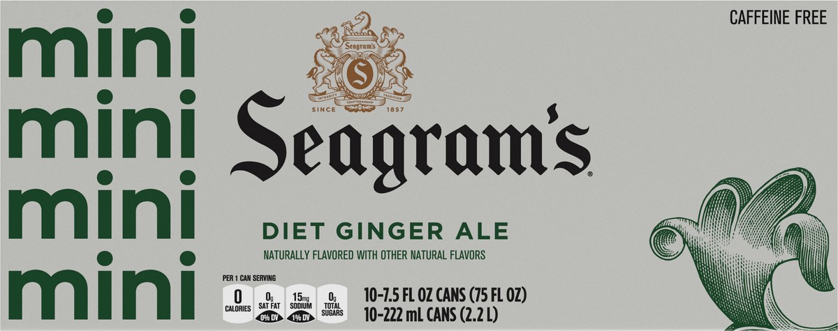 slide 7 of 12, Seagram's Zero Sugar Ginger Ale Fridge Pack Cans- 10 ct, 10 ct; 7.5 oz