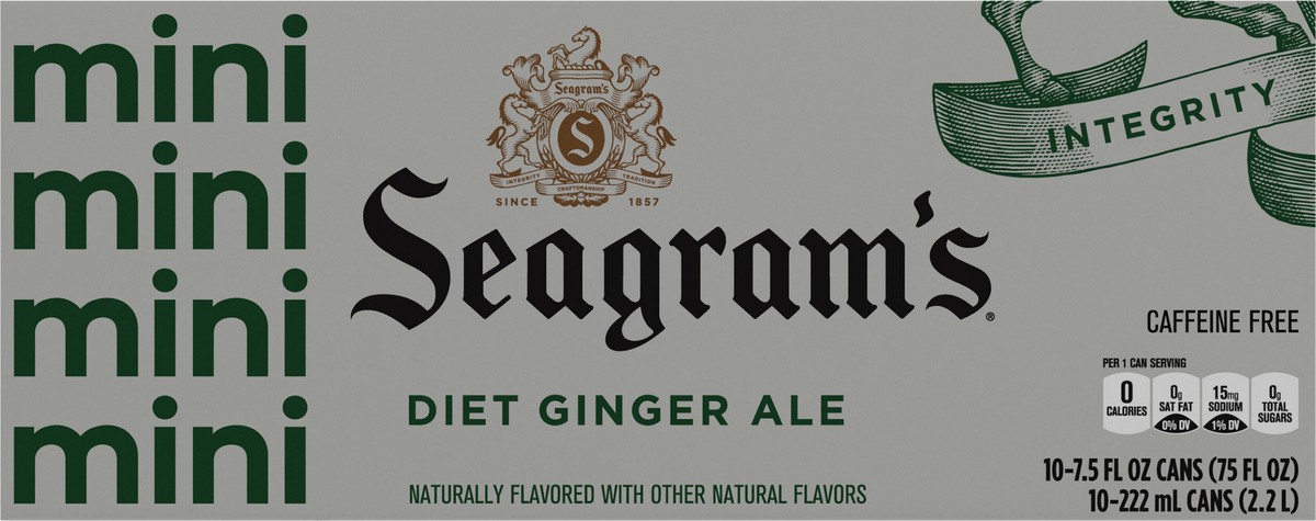 slide 5 of 12, Seagram's Zero Sugar Ginger Ale Fridge Pack Cans- 10 ct, 10 ct; 7.5 oz