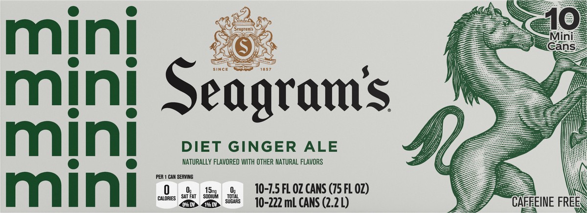slide 3 of 12, Seagram's Zero Sugar Ginger Ale Fridge Pack Cans- 10 ct, 10 ct; 7.5 oz