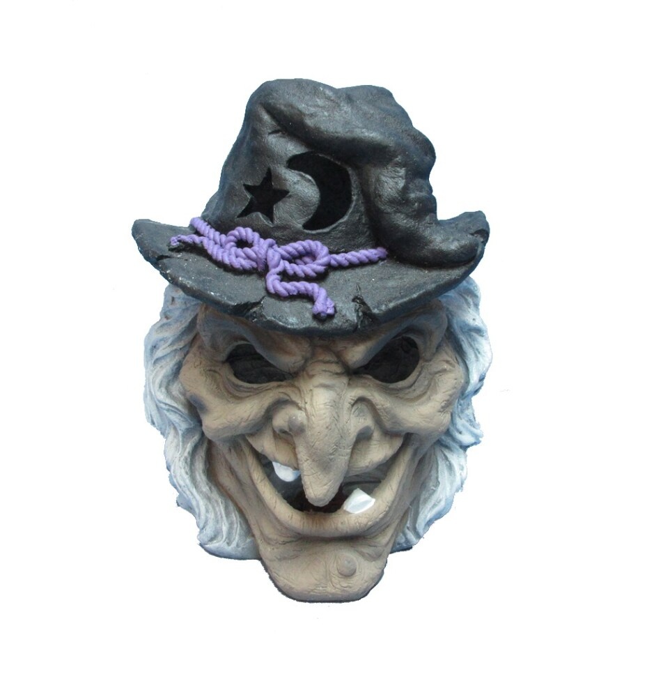 slide 1 of 1, Holiday Home Lighted Witch Head, 13.25 in