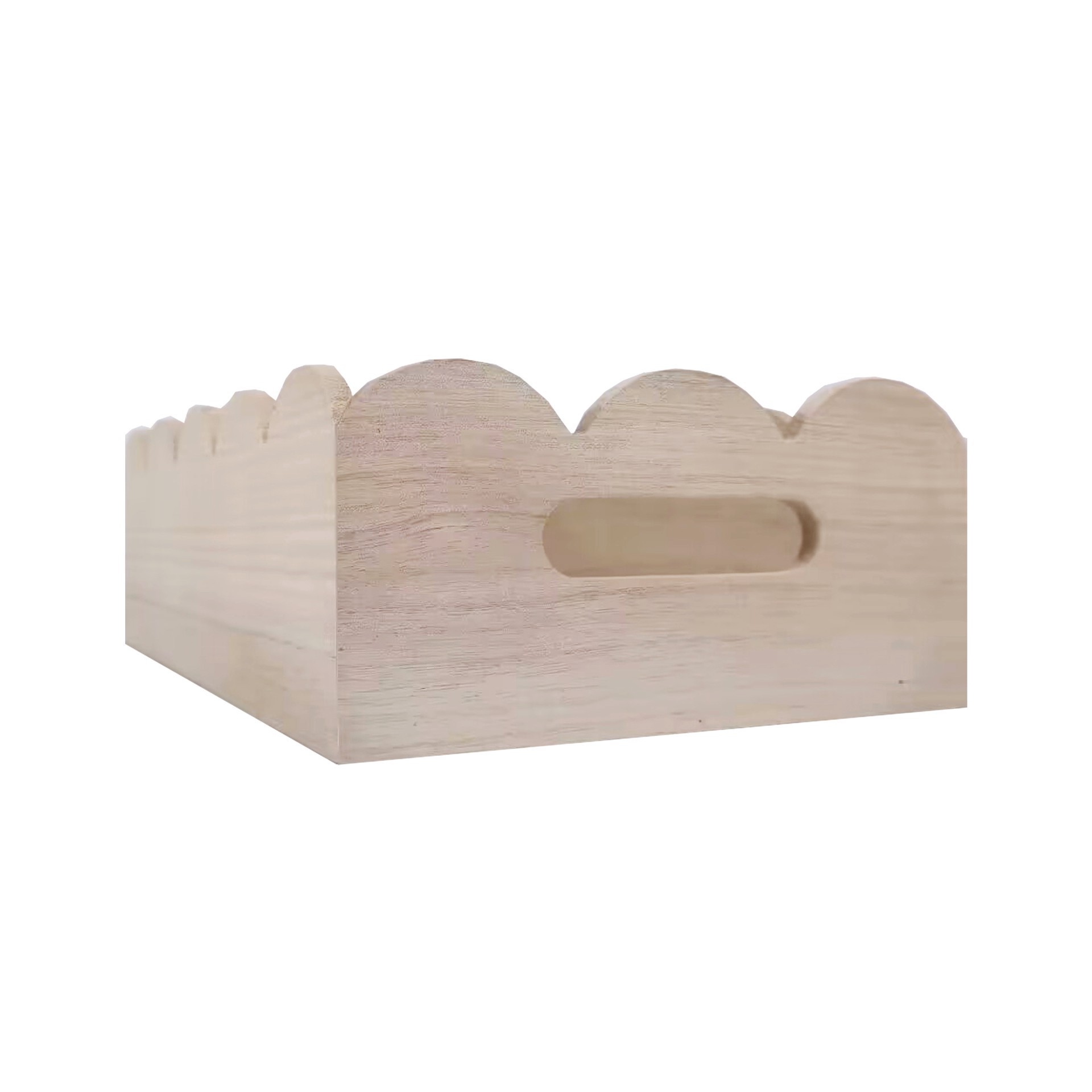 slide 2 of 3, 14" X 8.5" X 4.25" Scalloped Wood Crate By Make Market, 8.5 in x 4.25 in