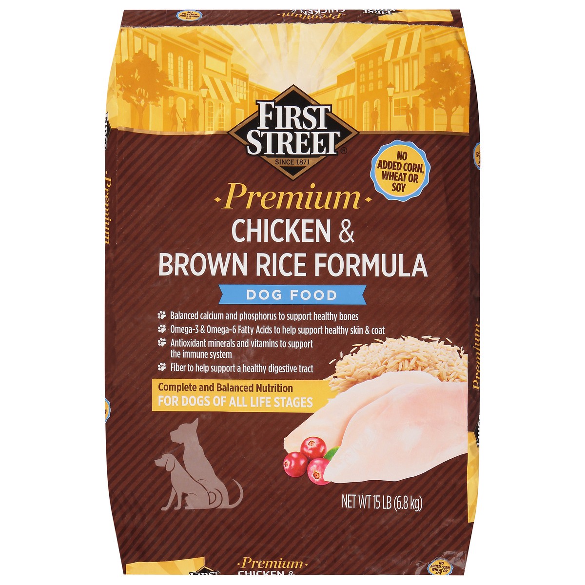 slide 3 of 4, First Street Fs Prem Chicken & Brown Rice Dog Food, 15 lb