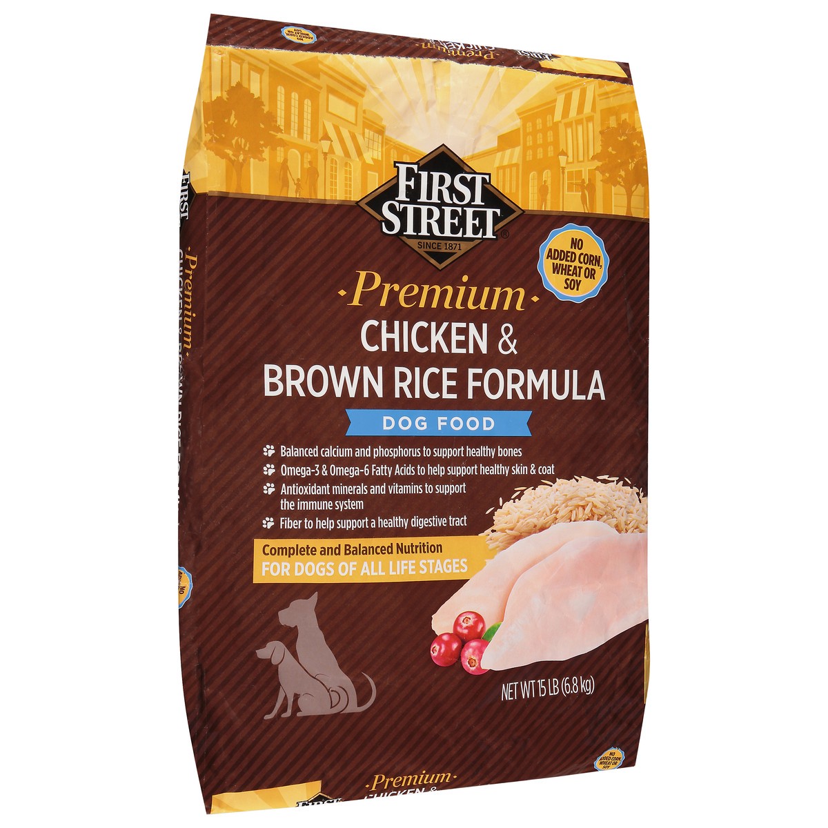 slide 2 of 4, First Street Fs Prem Chicken & Brown Rice Dog Food, 15 lb