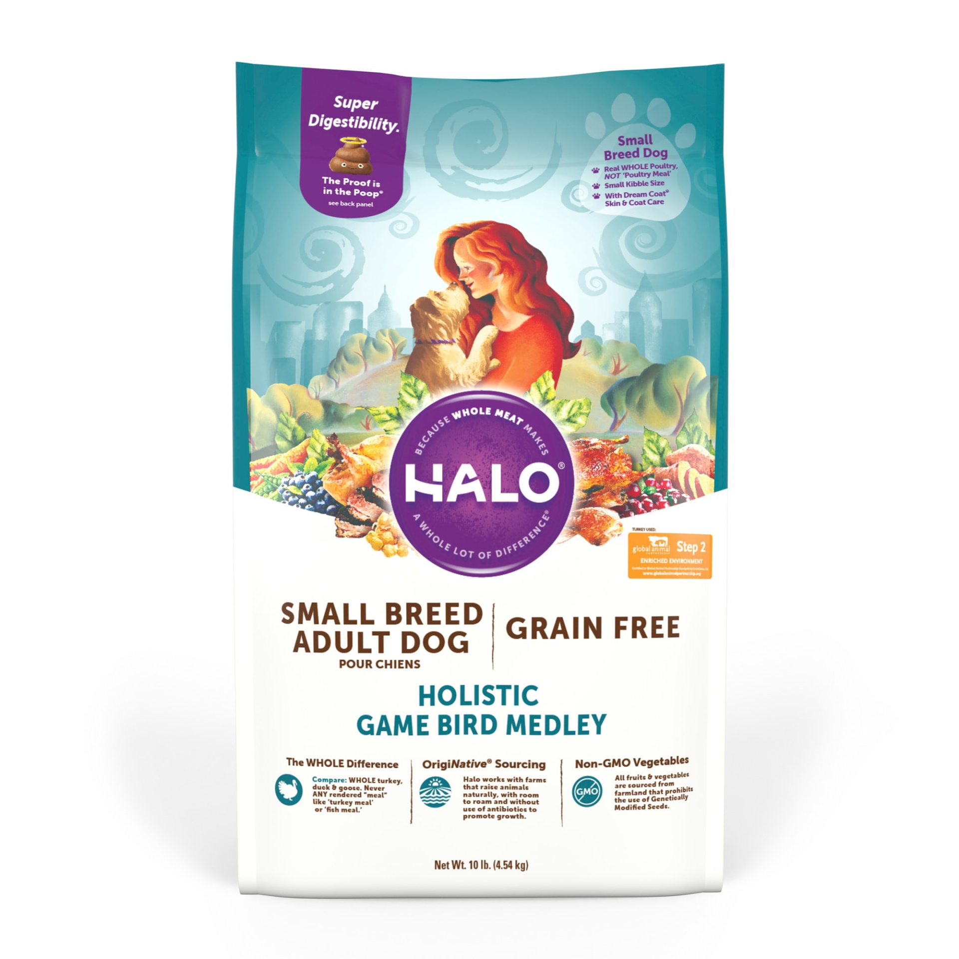 slide 1 of 1, Halo Grain Free Small Breed Holistic Game Bird Medley Dry Dog Food, 10 lb
