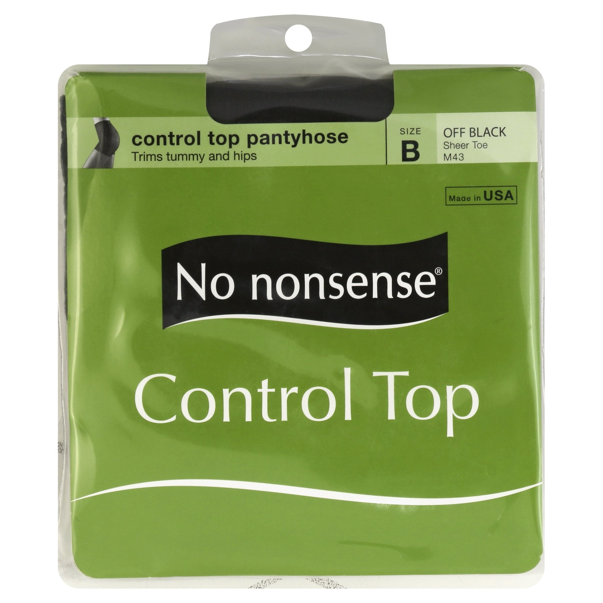 slide 1 of 1, No Nonsense Control Top Pantyhose, Off Black, Sheer Toe, Size B, 6 ct