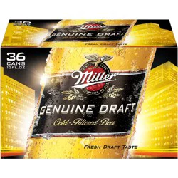 Miller Genuine Draft, 36 pk, 12 oz cans, 4.6% ABV