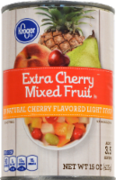 slide 1 of 1, Kroger Extra Cherry Mixed Fruit In Natural Cherry Flavored Light Syrup, 15 oz