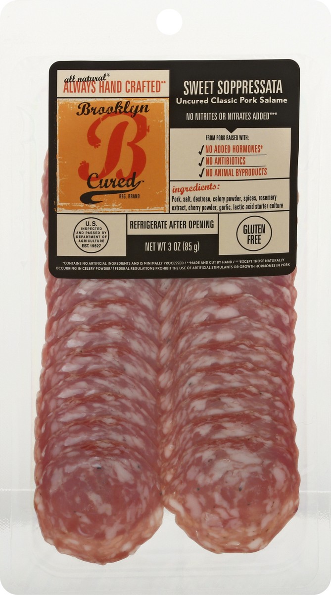 slide 7 of 9, Brooklyn Cured Uncured Classic Sweet Soppressata Pork Salame 3 oz, 3 oz