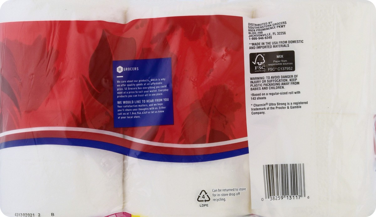 slide 9 of 10, SE Grocers Ultra Strong Mega Roll Bath Tissue 12 Pack, 12 ct