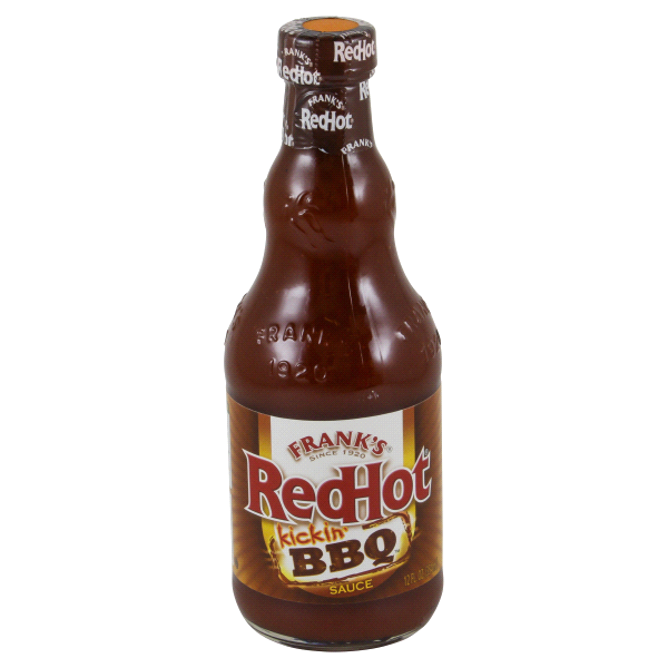 slide 1 of 1, Frank's RedHot Red Hot Kickin' BBQ Sauce, 12 oz