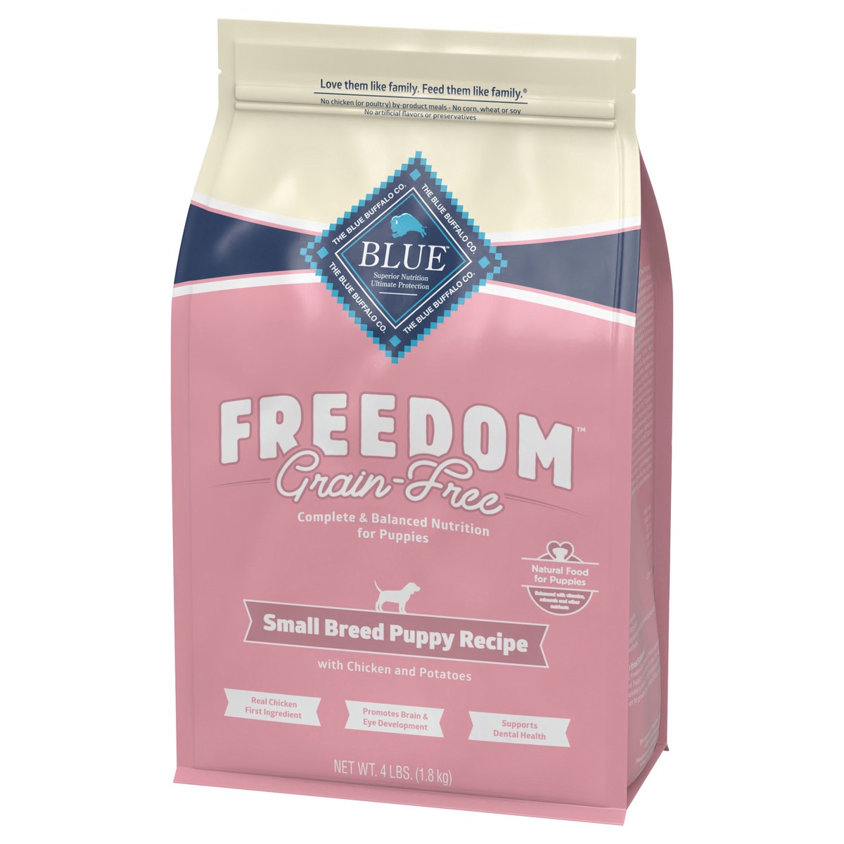 slide 4 of 12, Blue Buffalo Freedom Grain Free Natural Puppy Small Breed Dry Dog Food, Chicken 4-lb, 4 lb