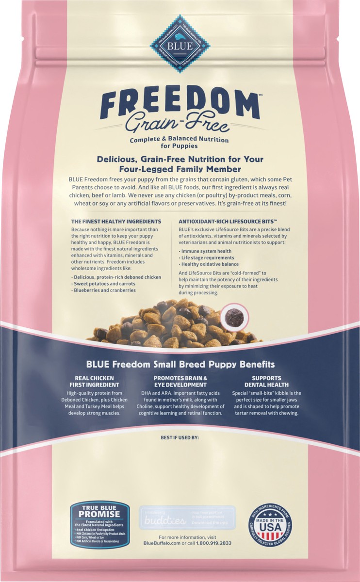 slide 5 of 12, Blue Buffalo Freedom Grain Free Natural Puppy Small Breed Dry Dog Food, Chicken 4-lb, 4 lb