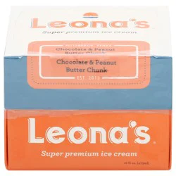 Leona's Super Premium Chocolate & Peanut Butter Chunk Ice Cream 16 fl oz