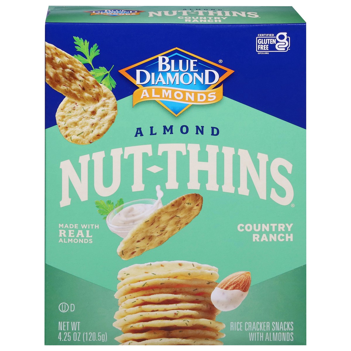 slide 1 of 9, Blue Diamond Nut-Thins Almond Country Ranch Rice Cracker Snacks 4.25 oz, 4.25 oz