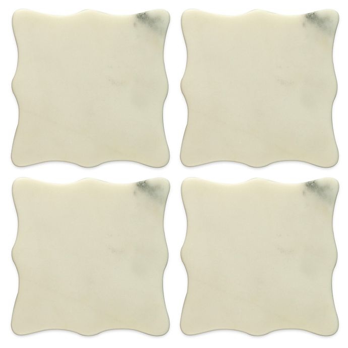 slide 1 of 1, Thirstystone Marble Shield Coaster - White, 1 ct