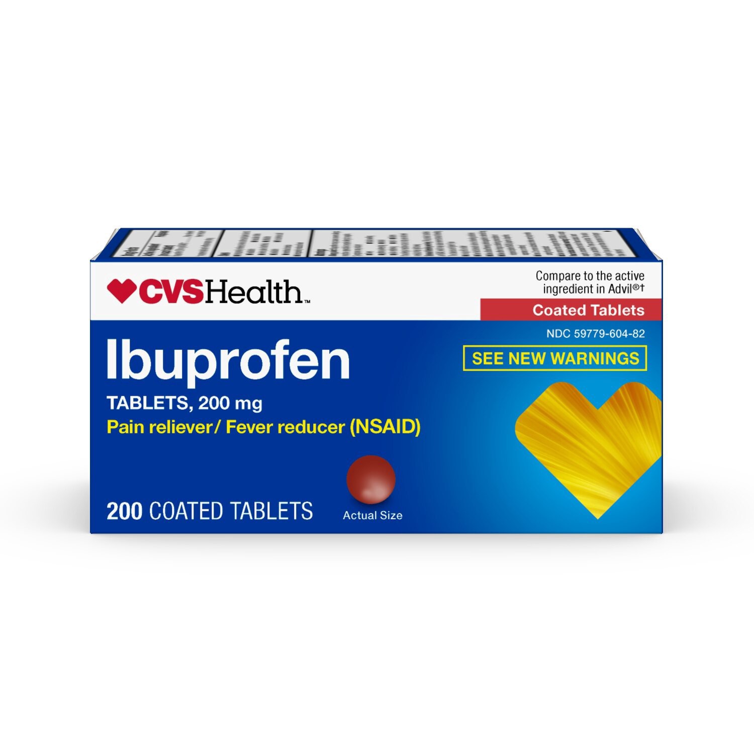 slide 1 of 1, Cvs Health Ibuprofen Pain Reliever & Fever Reducer (Nsaid) 200 Mg Coated Tablets, 200 Ct, 200 ct