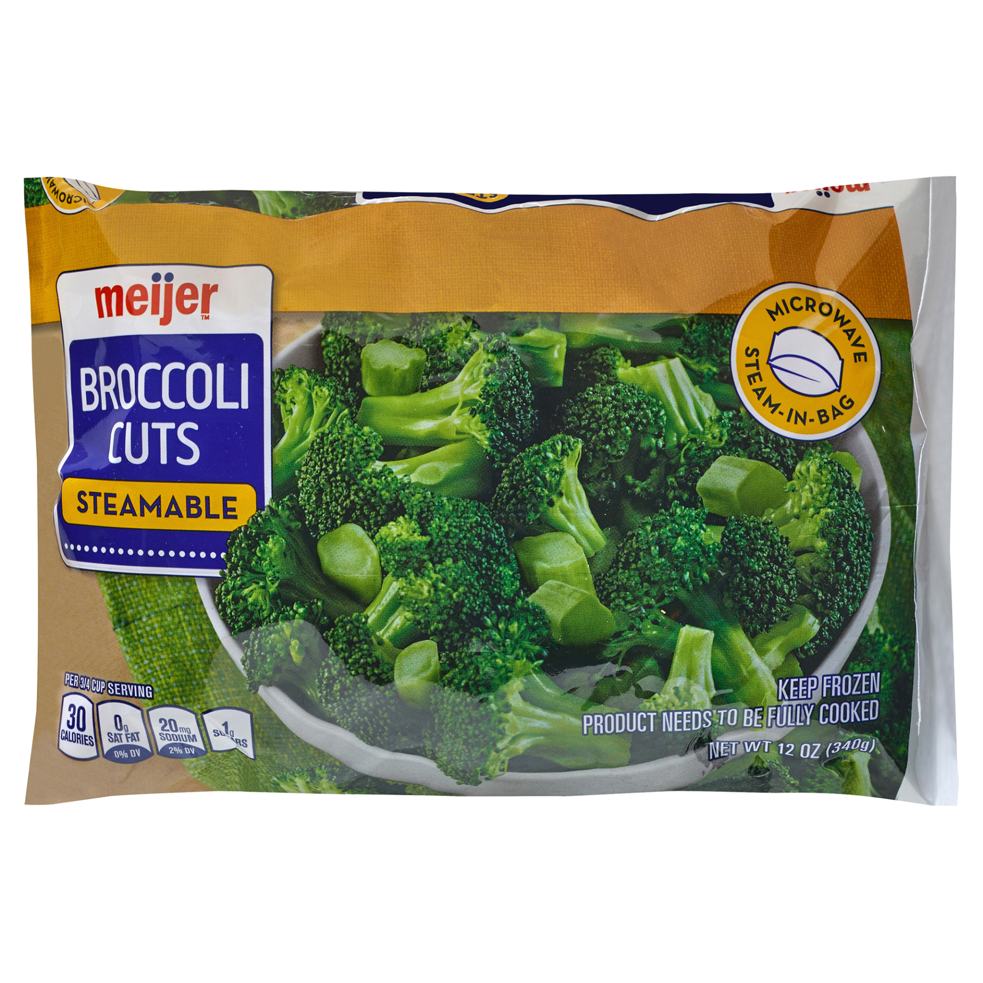 slide 1 of 2, Meijer Steamable Broccoli Cuts, 12 oz