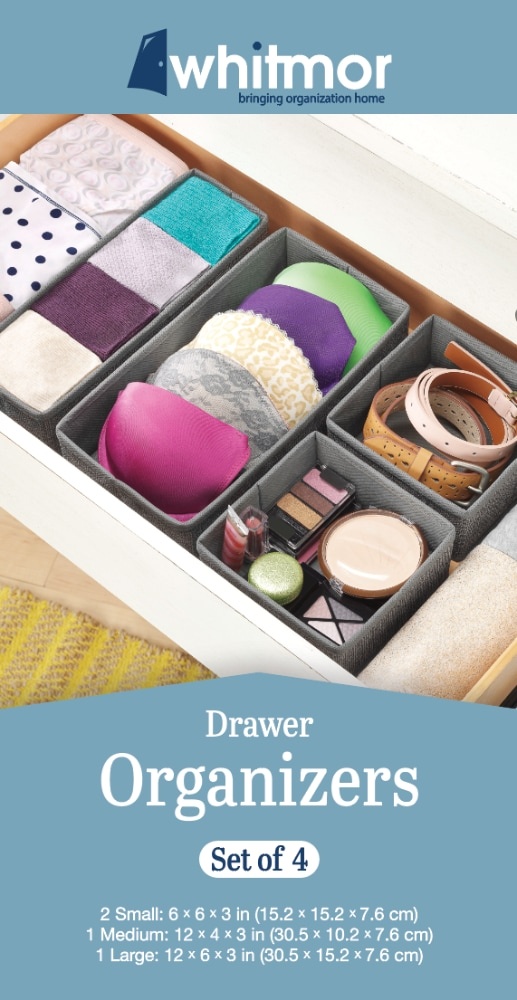 slide 1 of 1, Whitmor Drawer Organizers - Gray, 4 ct