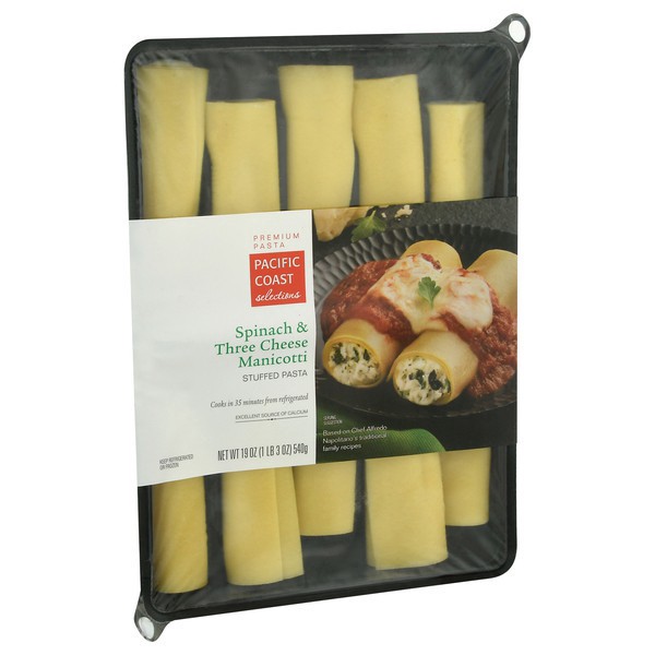 slide 1 of 1, Pacific Coast Selections Spinach & Three Cheese Manicotti Manicotti 19 oz, 19 oz