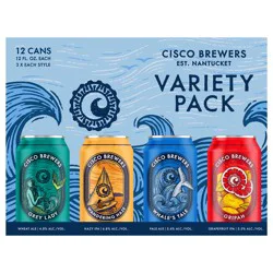 Cisco Brewers Variety Pack, 12 Pack Beer, 12 fl. Oz. Cans