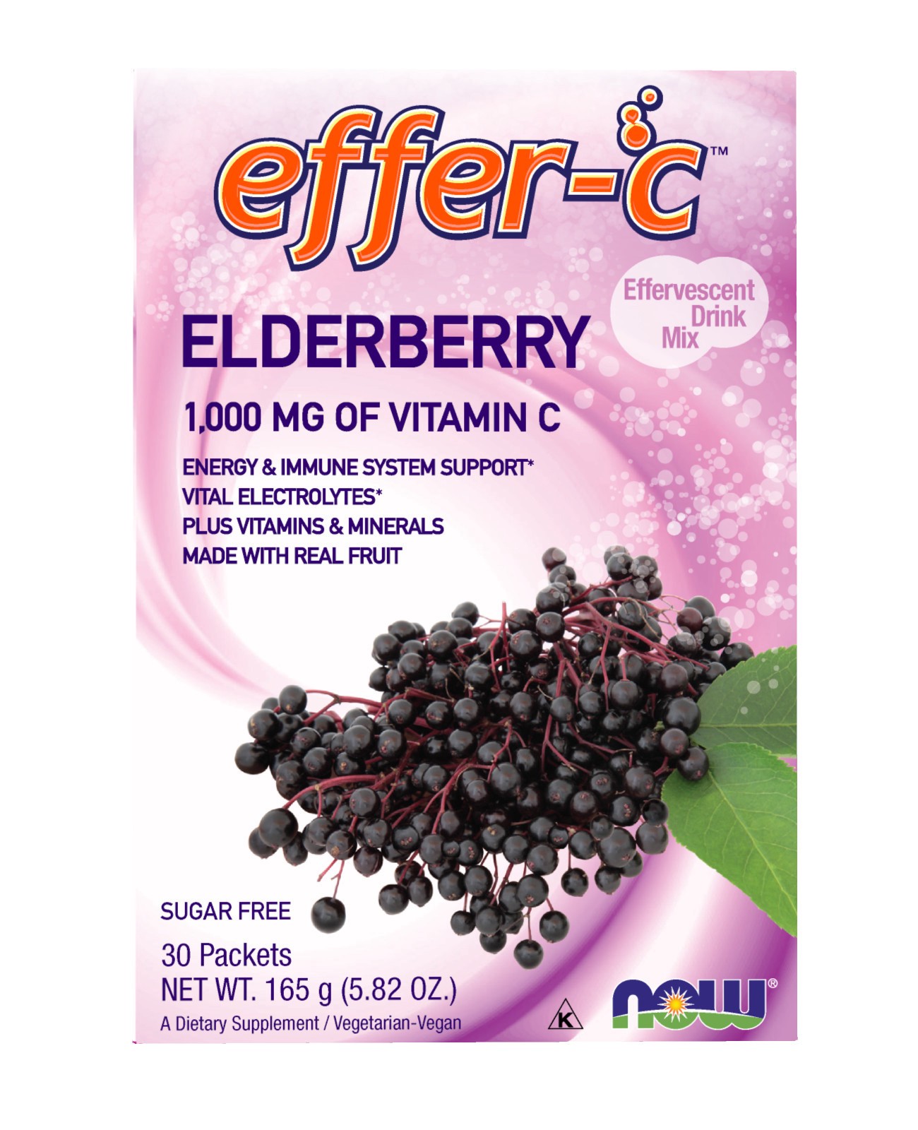 slide 1 of 3, NOW Effer-C™ Elderberry Packets - 30/Box, 1 ct