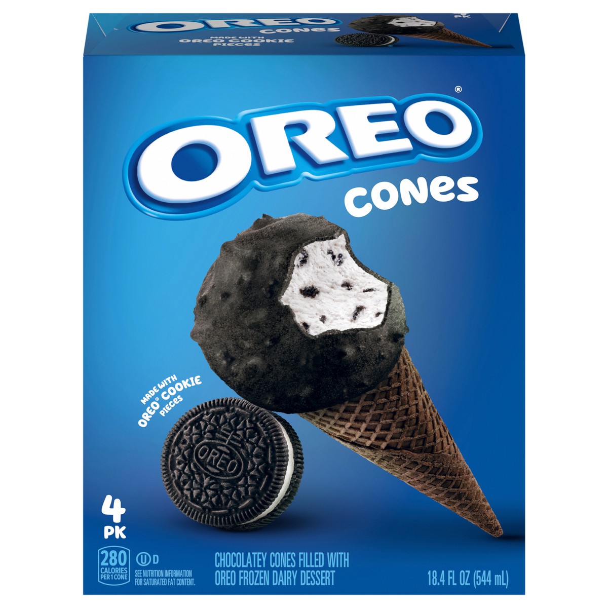 slide 1 of 5, Oreo Frozen Dairy Dessert Cones 4 ea, 4 ct