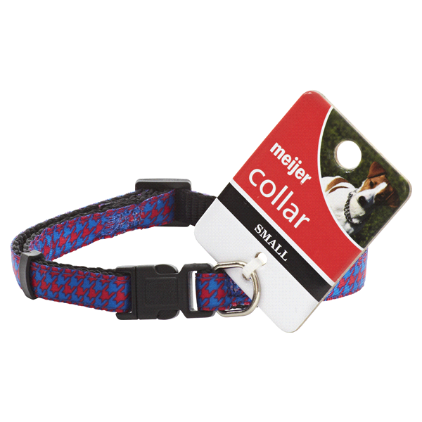 slide 1 of 2, Meijer Adjustable Dog Collar, Houndstooth, Pink & Blue, Small, SM