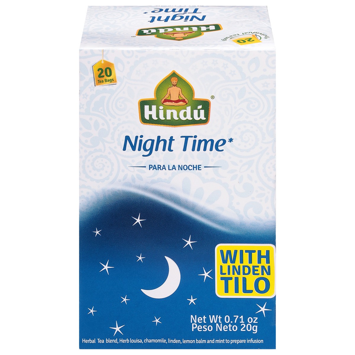 slide 1 of 1, Hindu Tea Bags Night Time Herbal Tea with Linden Tilo 20 ea, 20 ct