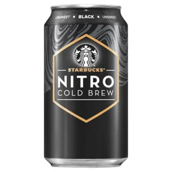 Starbucks Nitro Cold Brew Premium Coffee Drink Black Unsweetened 9.6 Fl Oz Can