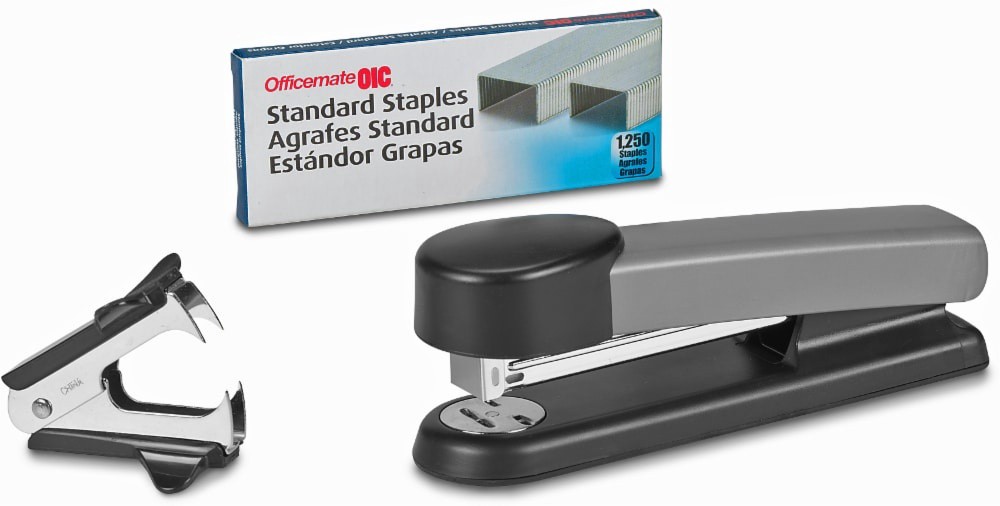 slide 1 of 1, Officemate Oic Stapler Set With Staples And Staple Remover - Black, 3 ct