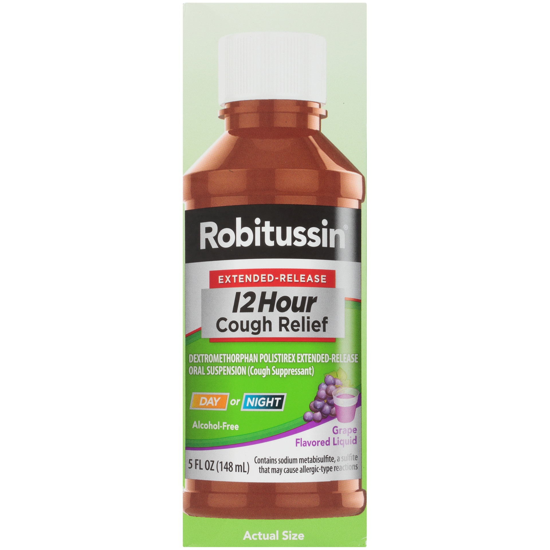 slide 5 of 6, Robitussin Extended-Release 12 Hour Cough Relief Grape Flavored Liquid, 5 fl oz