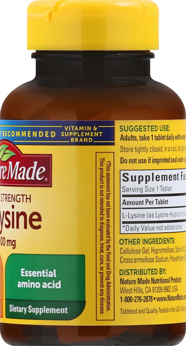 slide 4 of 12, Nature Made L-Lysine 1000 mg, Dietary Supplement, 60 Tablets, 60 Day Supply, 60 ct